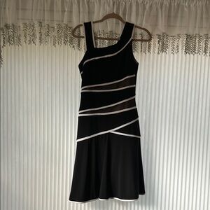 Joseph Ribkoff Black and White Asymmetrical Cocktail Dress. Size 6